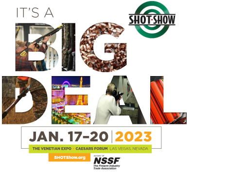 SHOT Show It's a Big Deal event poster. Jan 17-20, 2023. The Venetian Expo, Las Vegas, Nevada.