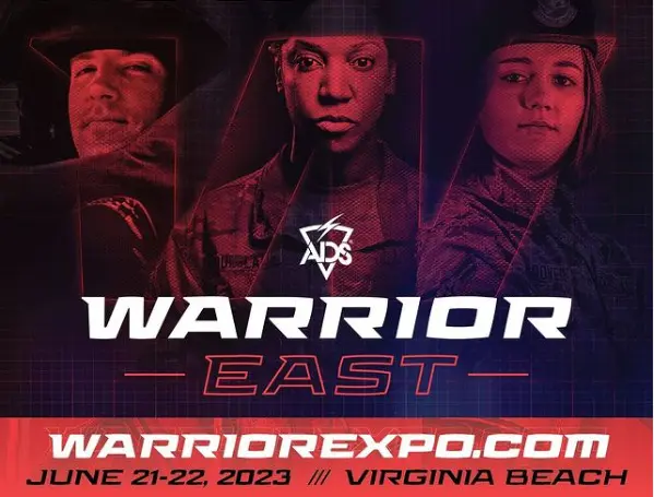 Warrior East event poster. June 21-22, 2023. Virginia Beach