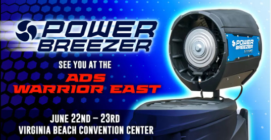 Power Breezer poster for ADS Warrior Expo East. June 22nd-23rd. Virginia Beach Convention Center.